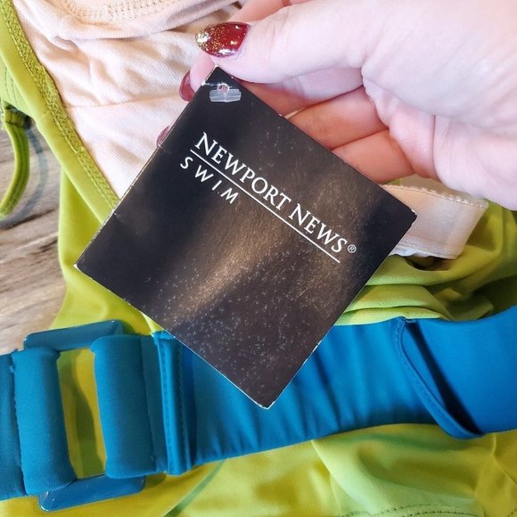 Y2K Lime Green Belted Swimsuit‎ Top Halter Removable Strap NWT Sz Small - Picture 7 of 10